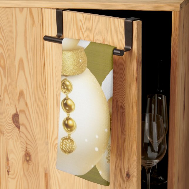 Helgdagar för julstämning Party Golden Snögubbe Wi Kökshandduk (Thirds Fold)