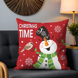 Helgdagar för jultid för Snögubbe i Cute Whimsique Kudde