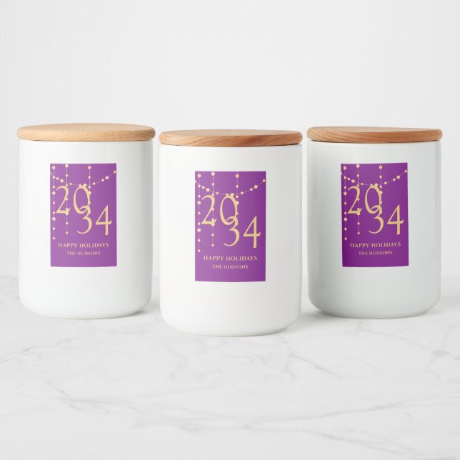 Helgdagar för kommande Lila och Guld-jul Mat Etikett (Flaskor)