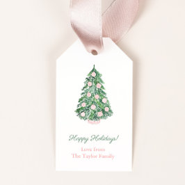 Helgdagar för Modern Classic Rosa Grönt God jul Presentetikett