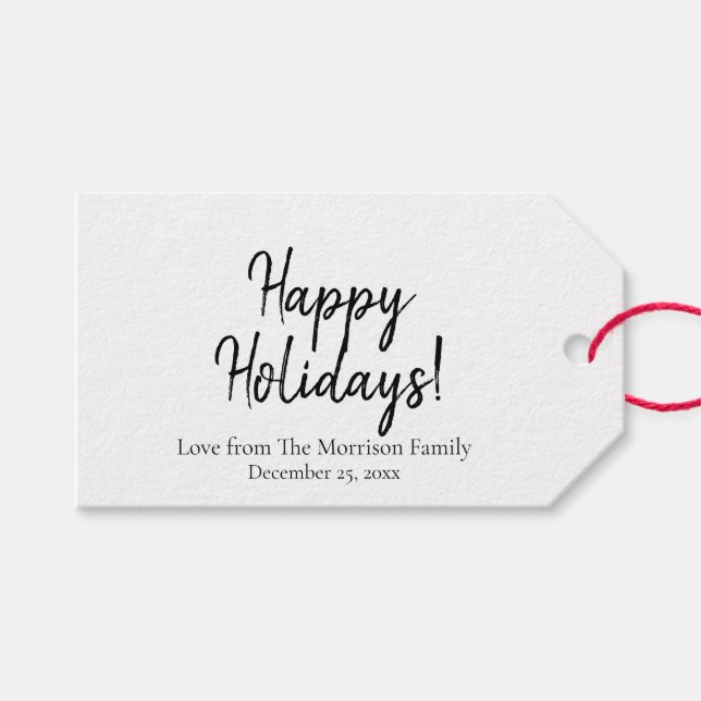 Helgdagar för svartvita anpassningsbar presentetikett (Framsidan (Horisontell))