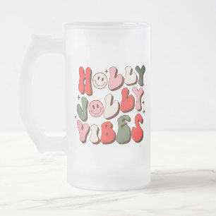 Helgdagar för Trendiget Retro jul Holly Jolly Vibe Frostat Ölglas
