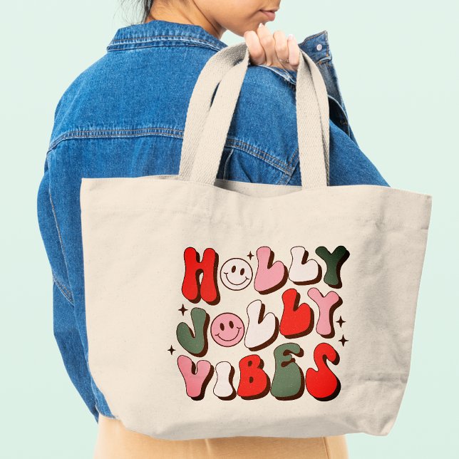 Helgdagar för Trendiget Retro jul Holly Jolly Vibe Jumbo Tygkasse (Skapare uppladdad)