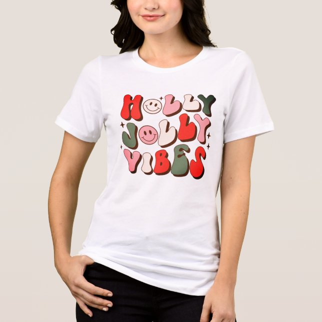 Helgdagar för Trendiget Retro jul Holly Jolly Vibe T Shirt (Framsida)