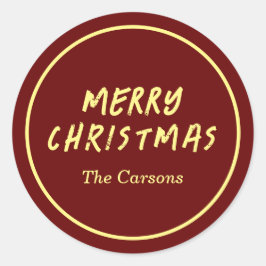 Helgdagar i julmodern Red och Gult Runt Klistermärke