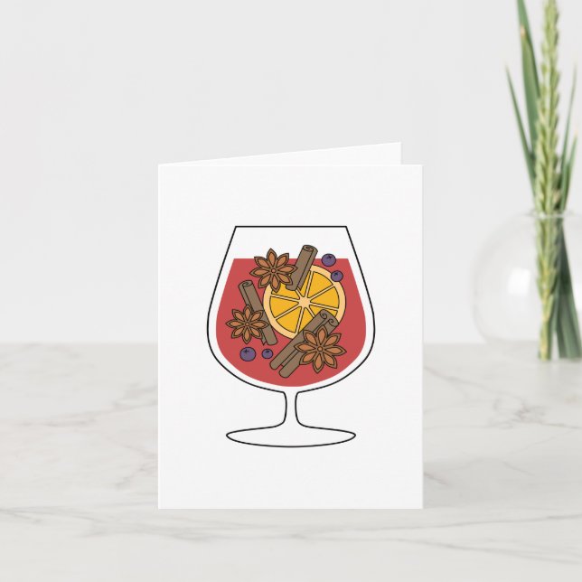 Helgdagar med rödmullad vin kryddcocktail helgkort (Framsida)