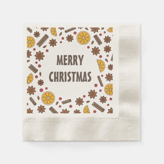 Helgdagar med rödmullad vin kryddcocktail pappersservett (Framsidan)