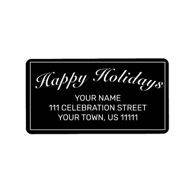 Helgdagar Modern Minimalist Black White Adress Adressetikett (Framsidan)