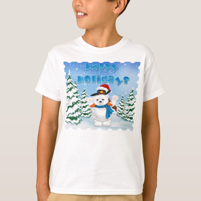 Helgdagar Polar Bear Penguin Barn Långärmad T T-shirt (Framsida)