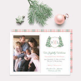 Helgdagar Rosa Chinoiserie Välkommen Flicka Photo Meddelande