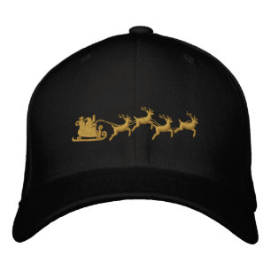 Helgdagar Santa Sleigh Ride Scene Embroidery Broderad Keps
