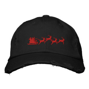 Helgdagar Santa Sleigh Ride Scene Embroidery Broderad Keps