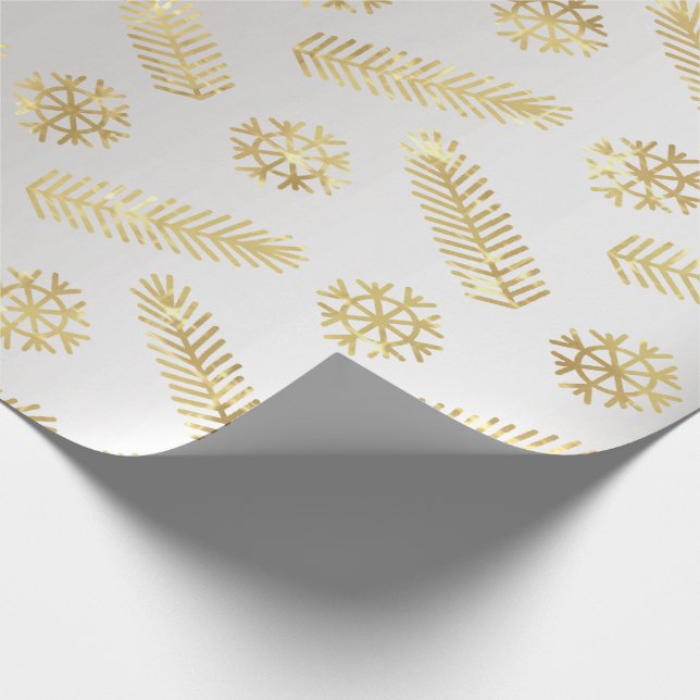 Helgdagar Snöflingor Grått Silver Guld Presentpapper (Hörn)