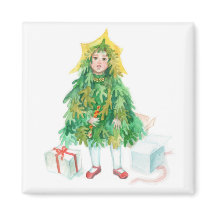 helgdagar, söt liten flicka i Julgran vintertid