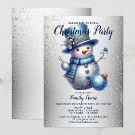 Helgdagar vid Eleganten Party i snögubbe, julafton Inbjudningar