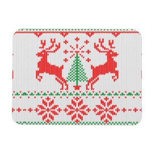 Helgdagar White Sticka Ugly Sweater Ho Hjort Magnet