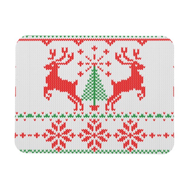 Helgdagar White Sticka Ugly Sweater Ho Hjort Magnet (Horisontell)