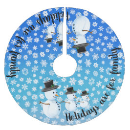 Helgdagarna är till för familjen, snö man-familjen julgransmatta borstad polyester