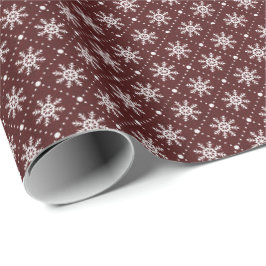 Helgdagarna Burgundy Maroon White Snöflingor Linje Presentpapper