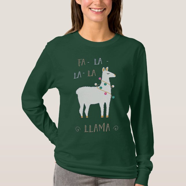 Helgdagarna Cute Fa-La-La Llama, julafton T Shirt (Framsida)