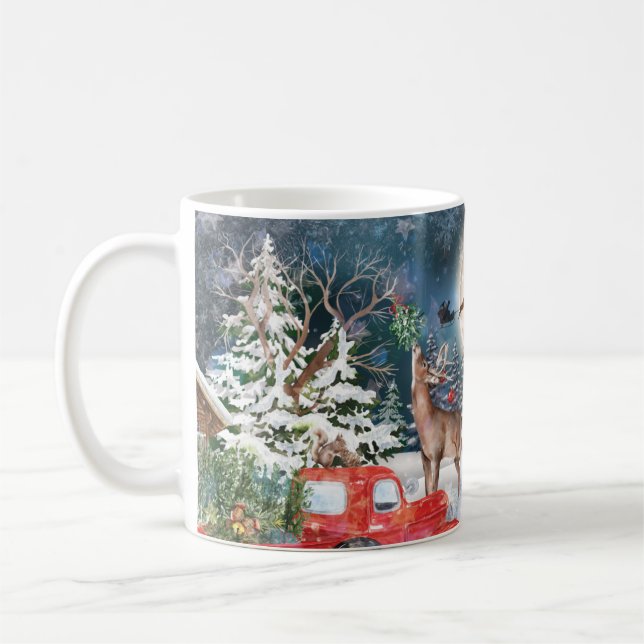 Helgdagarna Jul Red Lastbil Santa Rustic Winter Kaffemugg (Vänster)