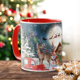 Helgdagarna Jul Red Lastbil Santa Rustic Winter Mugg