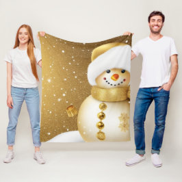 Helgdagarna Party i jul Golden Snögubbe Snöflingor Fleecefilt