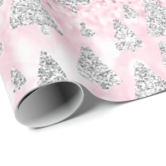 Helgdagarna rosa ros Guld Glitter Julgran Presentpapper (Rullad Hörn)