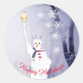 HELGDAGARNA SNÖGUBBE JULAFTON i USA Runt Klistermärke