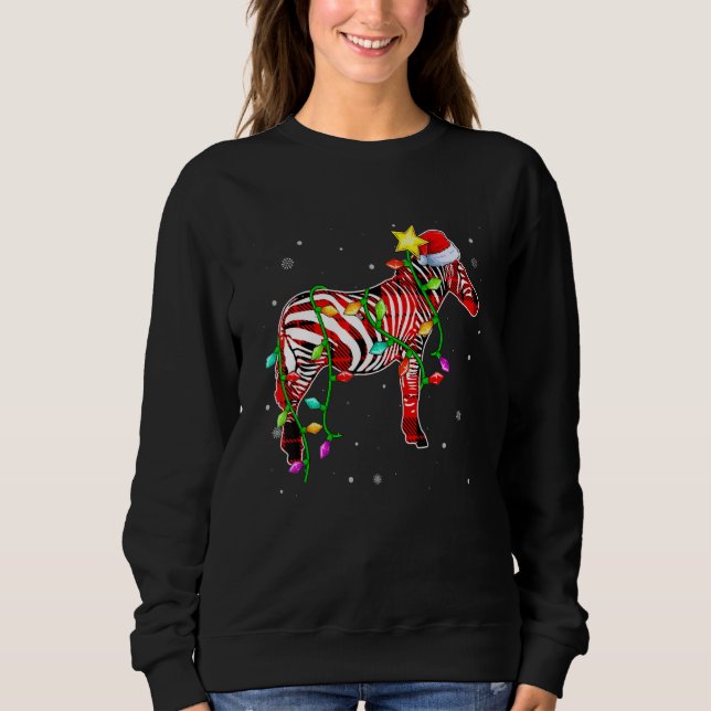 Helgdagarna Zebra jul Santa Hat Julafton Ljus T Shirt (Framsida)