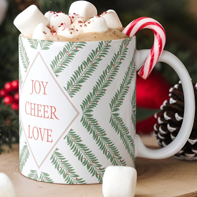 Helgdagars lövverk kvadrant vit och grön mugg (festive holiday mug)