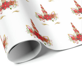Helgdagars Merry Chrismas Unicorn Lash White Guld Presentpapper