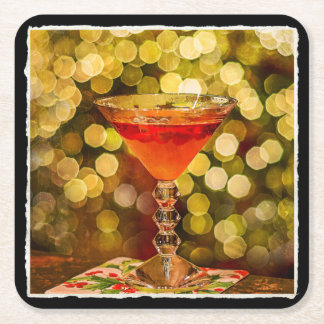 Helgdagcoctail med ljus underlägg papper kvadrat