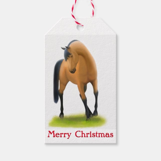 Helgdaghästjuletiketter Presentetikett (Framsidan)