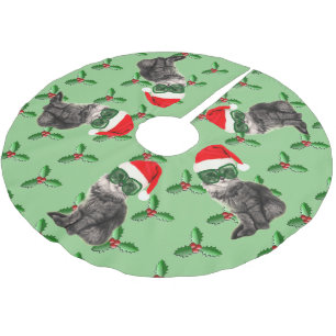 Helgdagkatt med den Santa hatten Julgransmatta Borstad Polyester