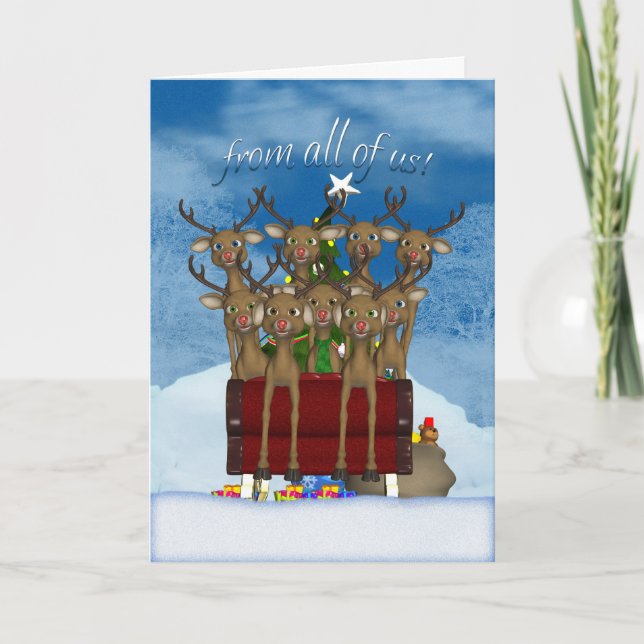 Helgdagkort från allihop - ren i Sleigh Helgkort (Framsida)