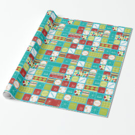 Helgdagmeddelandejul som slår in papper presentpapper