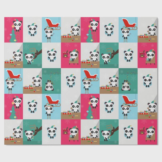 HelgdagPanda/älva som slår in papper Presentpapper (Platt)