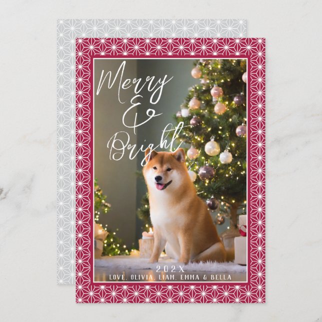 Helgdagskort | ASANOHA Japanska Kimono mönster Julkort (Fram/baksida)