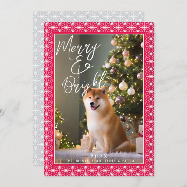 Helgdagskort | ASANOHA Japanska Kimono mönster Julkort (Fram/baksida)