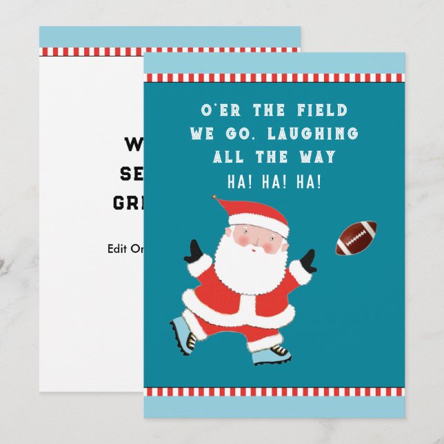 Helgdagskort för jul i fotbollen julkort (Fram/baksida)
