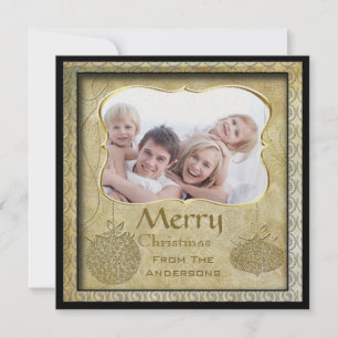 Helgdagskorten Family Photo Guld Metallic jul Julkort