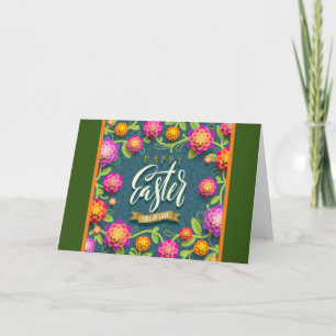 helgdagskorten Glad påsk Helgdag Bunny Blommigt Helgkort