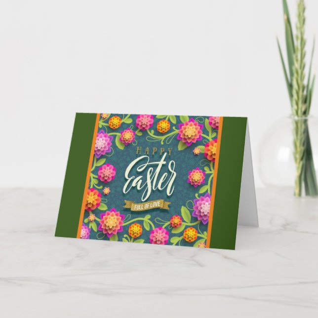 Helgdagskorten Glad påsk Helgdag Bunny Blommigt Helgkort (Framsida)