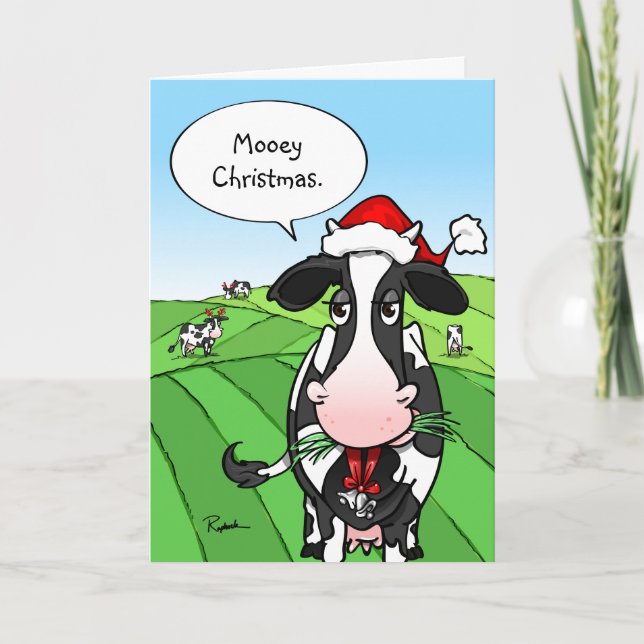 Helgdagskorten Mooey jul Funny Cow Helgkort (Framsida)