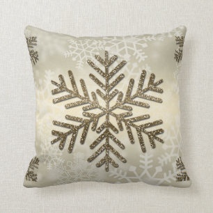 HelgdagSnowflake med guld- glitter Kudde