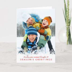Helgdagsnowflaken Fullt-blöder fotohälsningkortet Helgkort