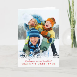 Helgdagsnowflaken Fullt-blöder fotohälsningkortet Helgkort