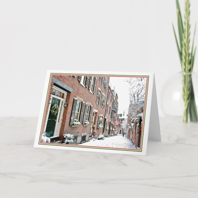 Helgdagssäsong Beacon Hill: Boston MA: Helgkort (Framsida)