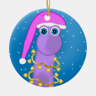 HelgdagVioletDinosaur Julgransprydnad Keramik